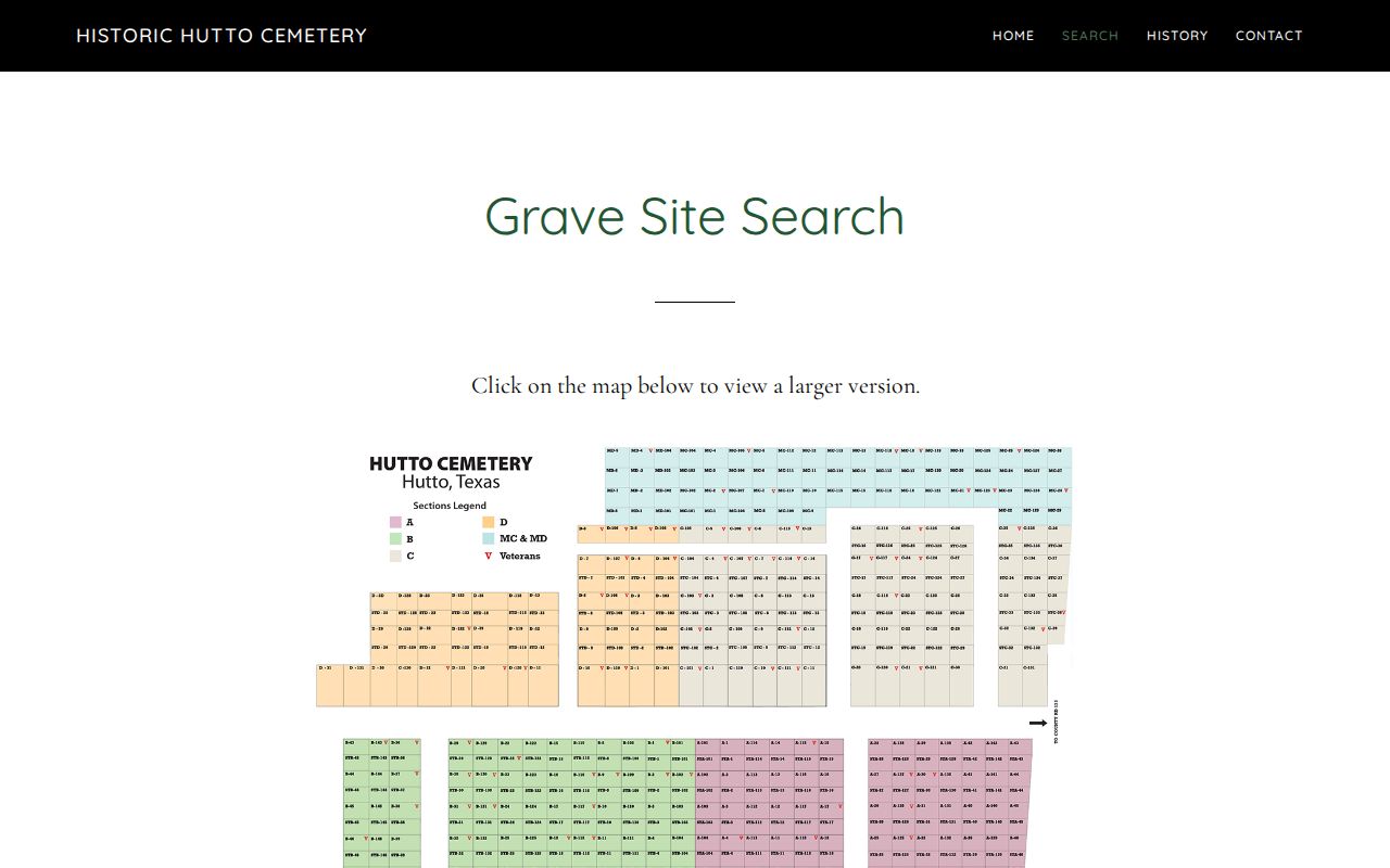 Hutto city directory companion, Hutto Cemetery name-search results